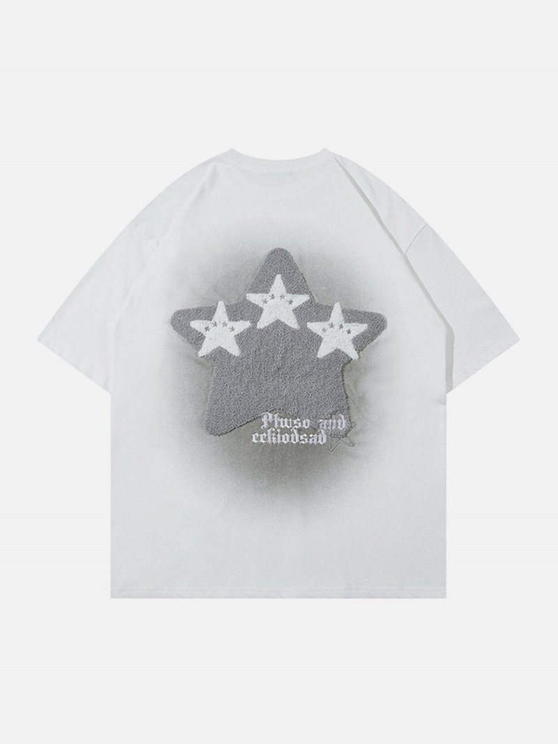 Blanche  T Shirts Aelfric Eden Towel Embroidery Star Print Tee - OIA-1086884